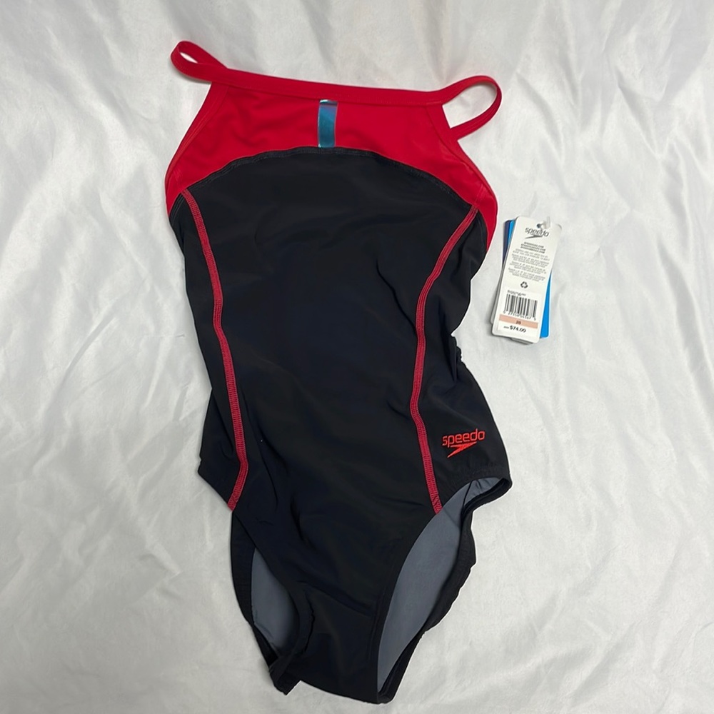 Girls Speedo bathing suit size 28  True Red and Black